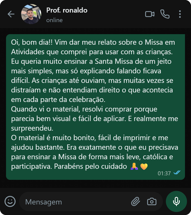 Depoimento de Prof. Ronaldo via WhatsApp